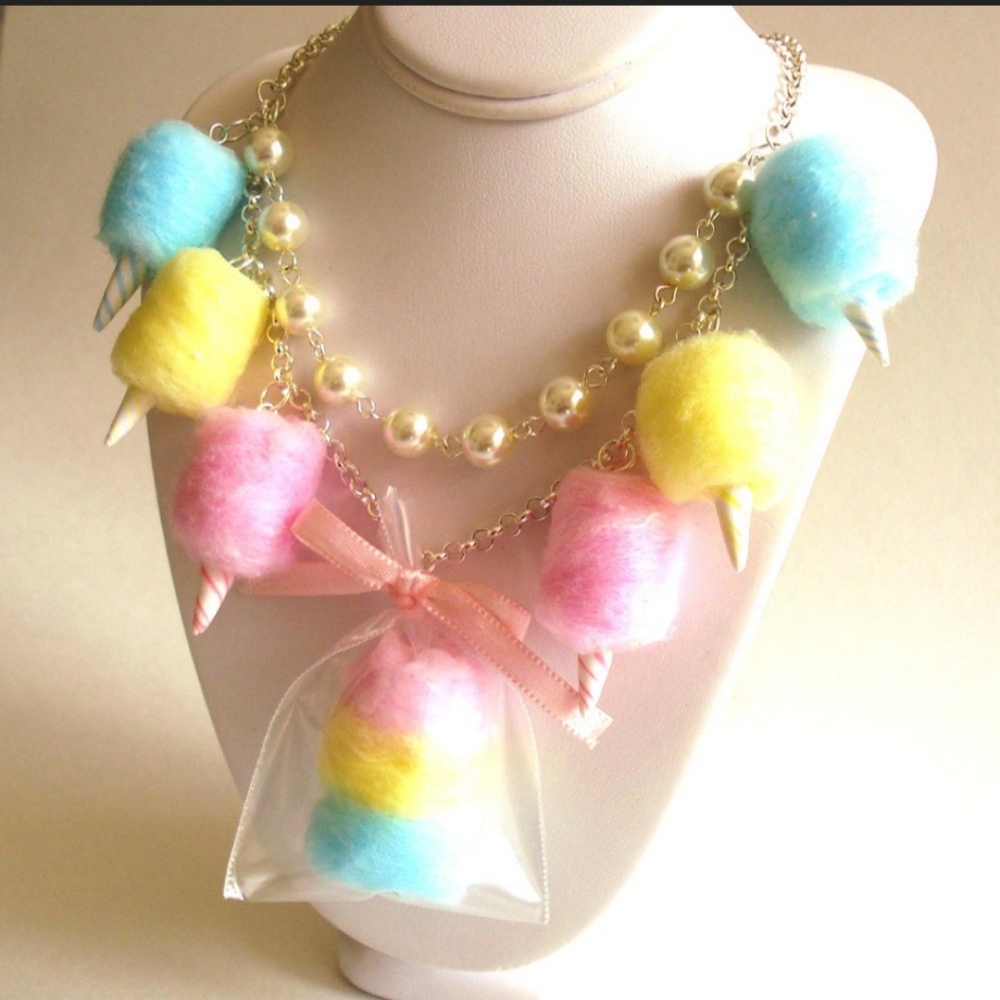 Cotton candy carnival necklace and earrings set.